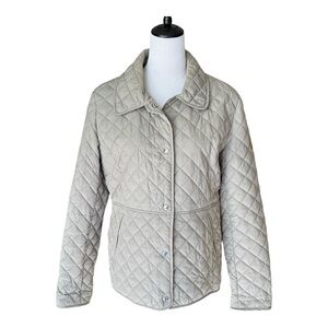 LAUREN RALPH LAUREN LRL Quilted Jacket Beige Tan Snap Front Womens Large